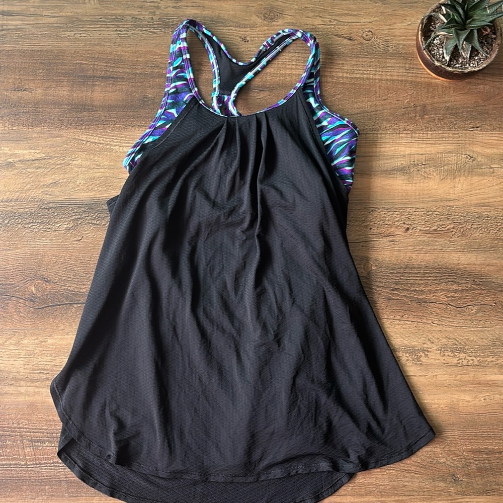 Ivivva Black Purple Zebra Multi Bra Tank Size 14